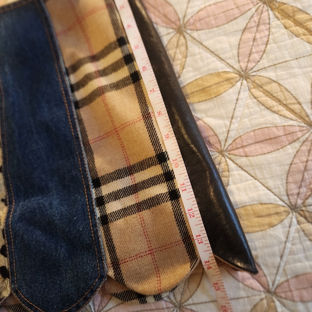 Moschino Couture! 1990s Vintage Patchwork Skirt Wool Faux Leather Denim Faux Fur - Picture 9 of 17